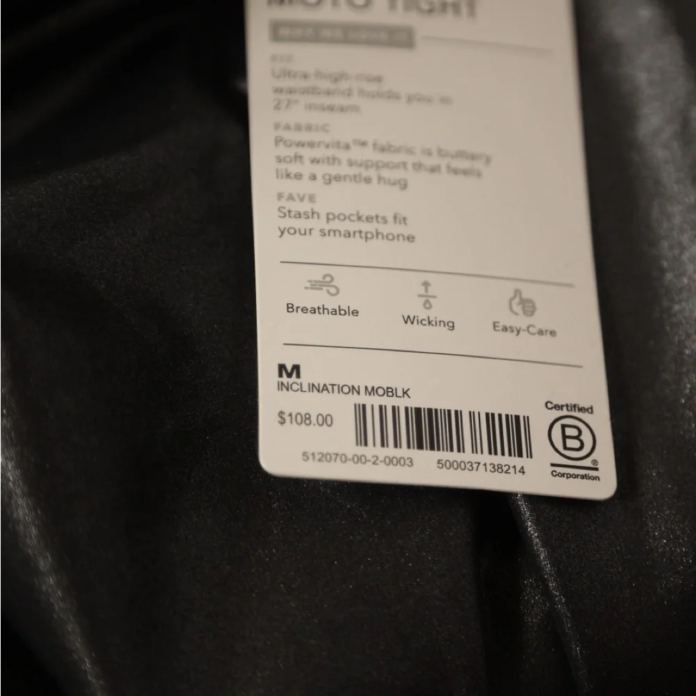 Athleta Inclination Shimmer Moto Tight NWT Black Size M High Rise Leggings - Picture 5 of 6